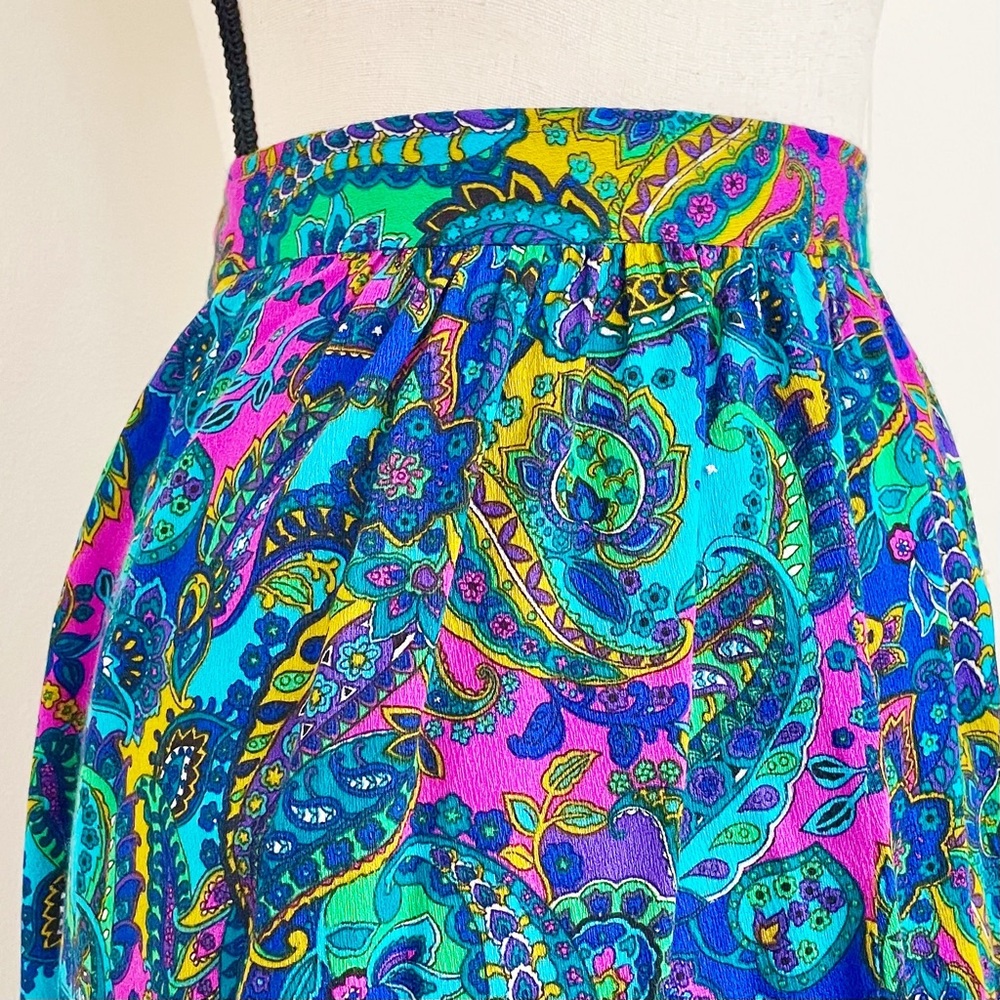 SOLD :: Vintage 70s Handmade Multicolored Paisley Maxi Skirt - Picture 4 of 5